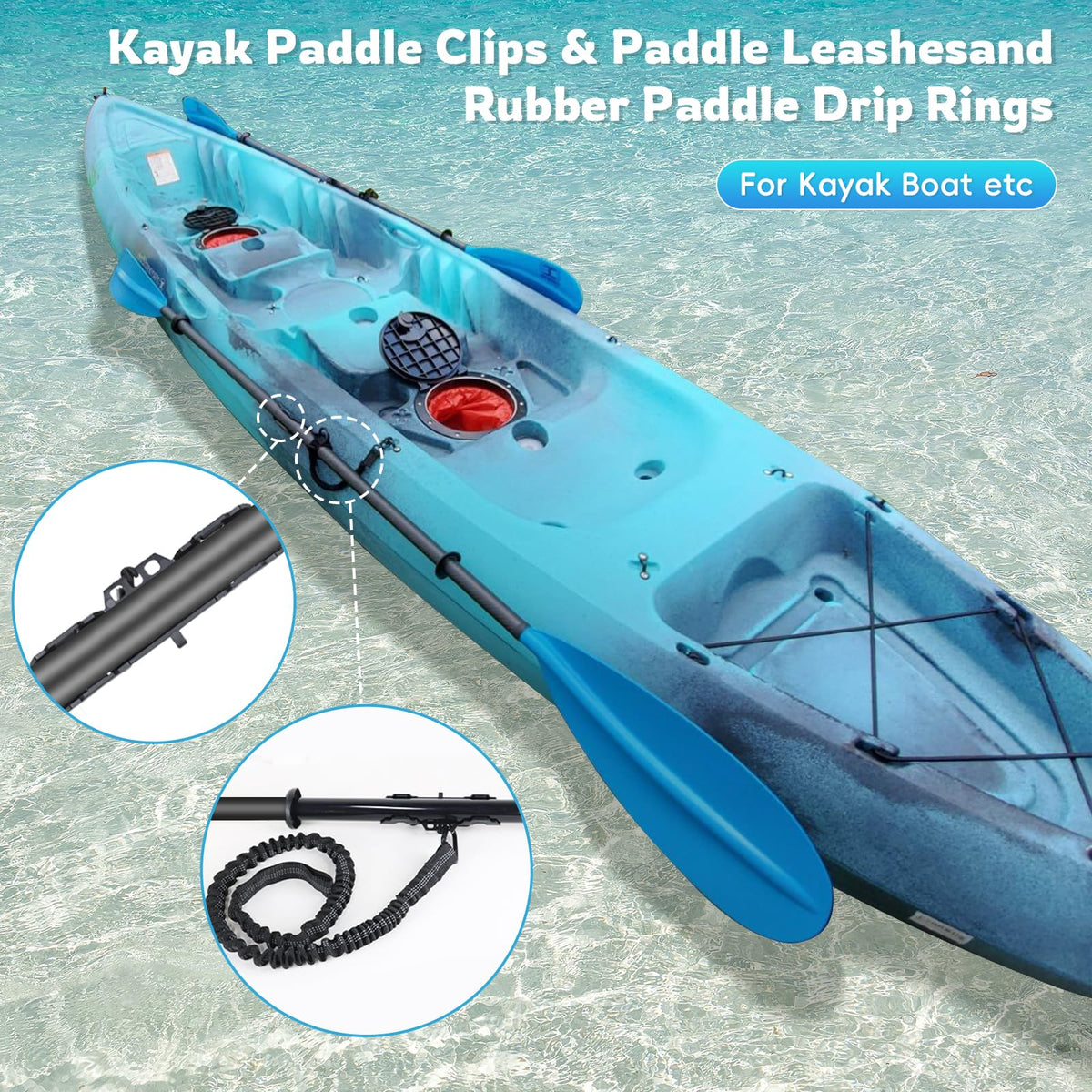 2PCS Kayak Paddle Holder with Leashes & Locking Kits D5407