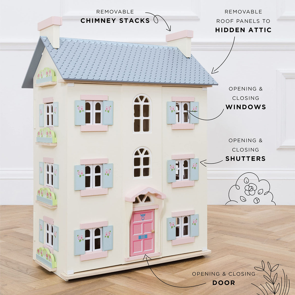 4 Storey Wooden Doll House Play Set A79646