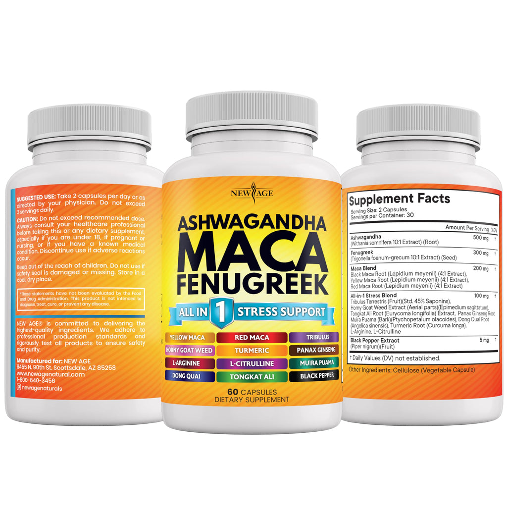 Ashwagandha Maca Root Fenugreek Tongkat Ali Ginseng 120 Count Supplement G67871