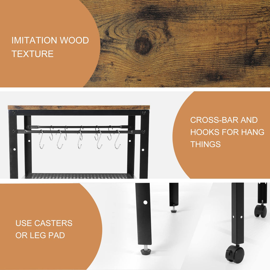 Rustic 2-Tier End Table with Adjustable Height Shelf Z4648
