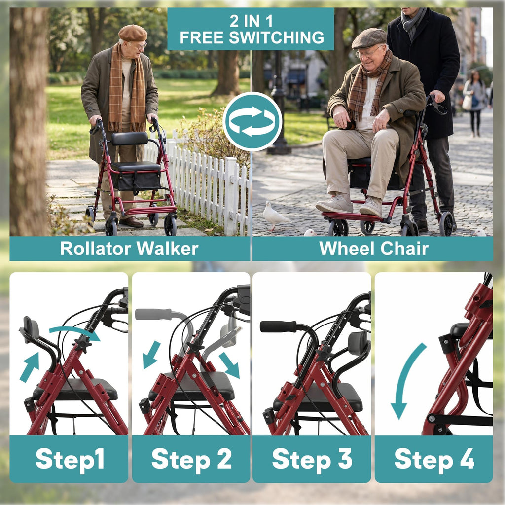 2-in-1 Rollator Walker with Seat U1709