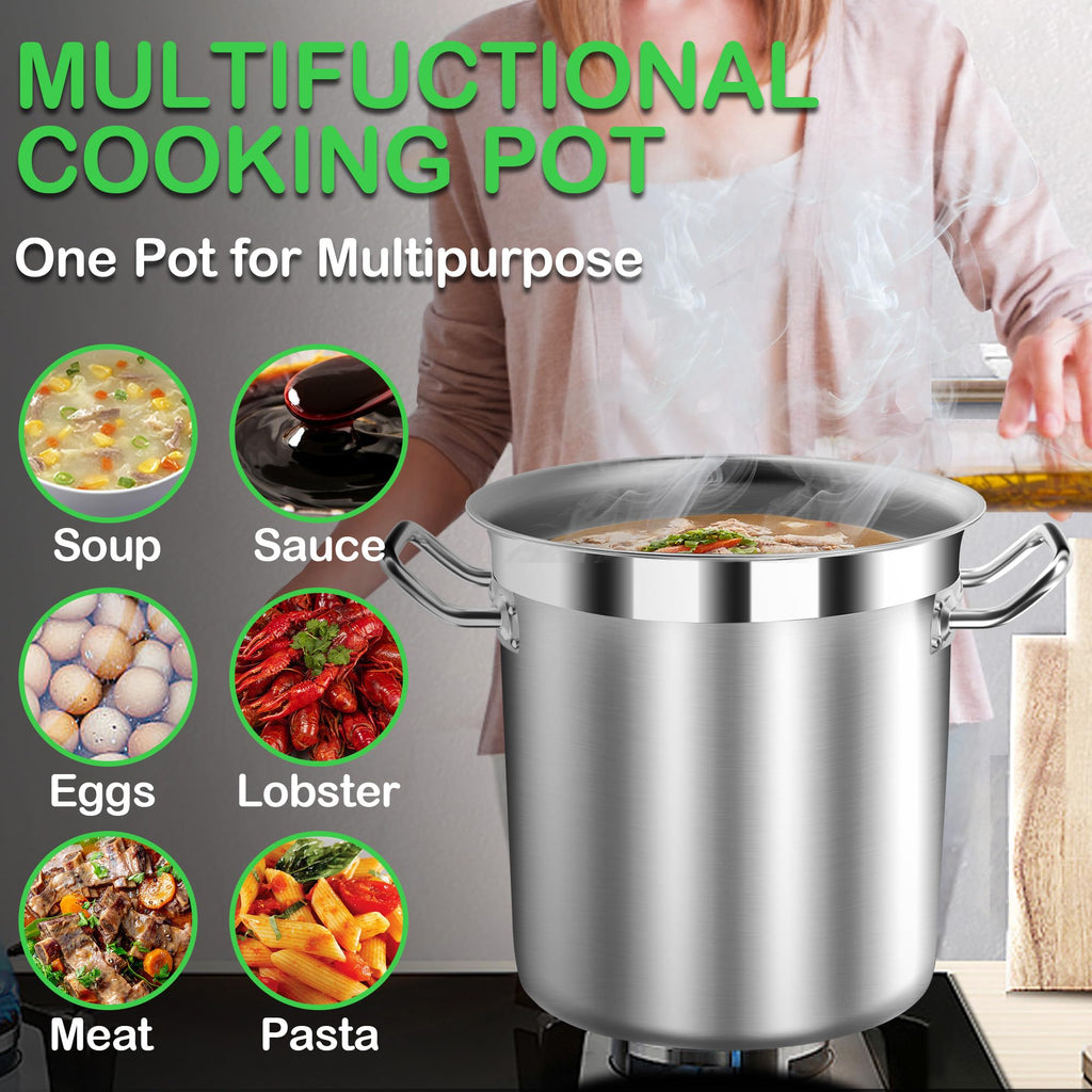 40 Quart Stainless Steel Stockpot with Lid D4436