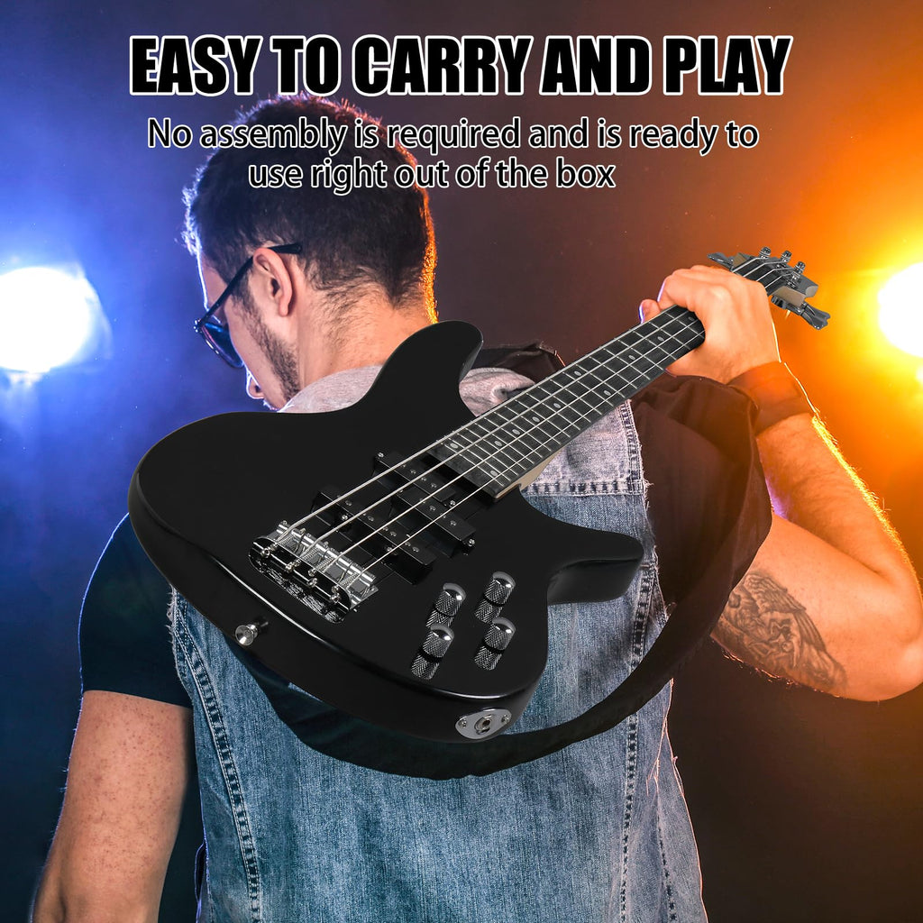 Electric Bass Guitar 4 String Kit Black G884