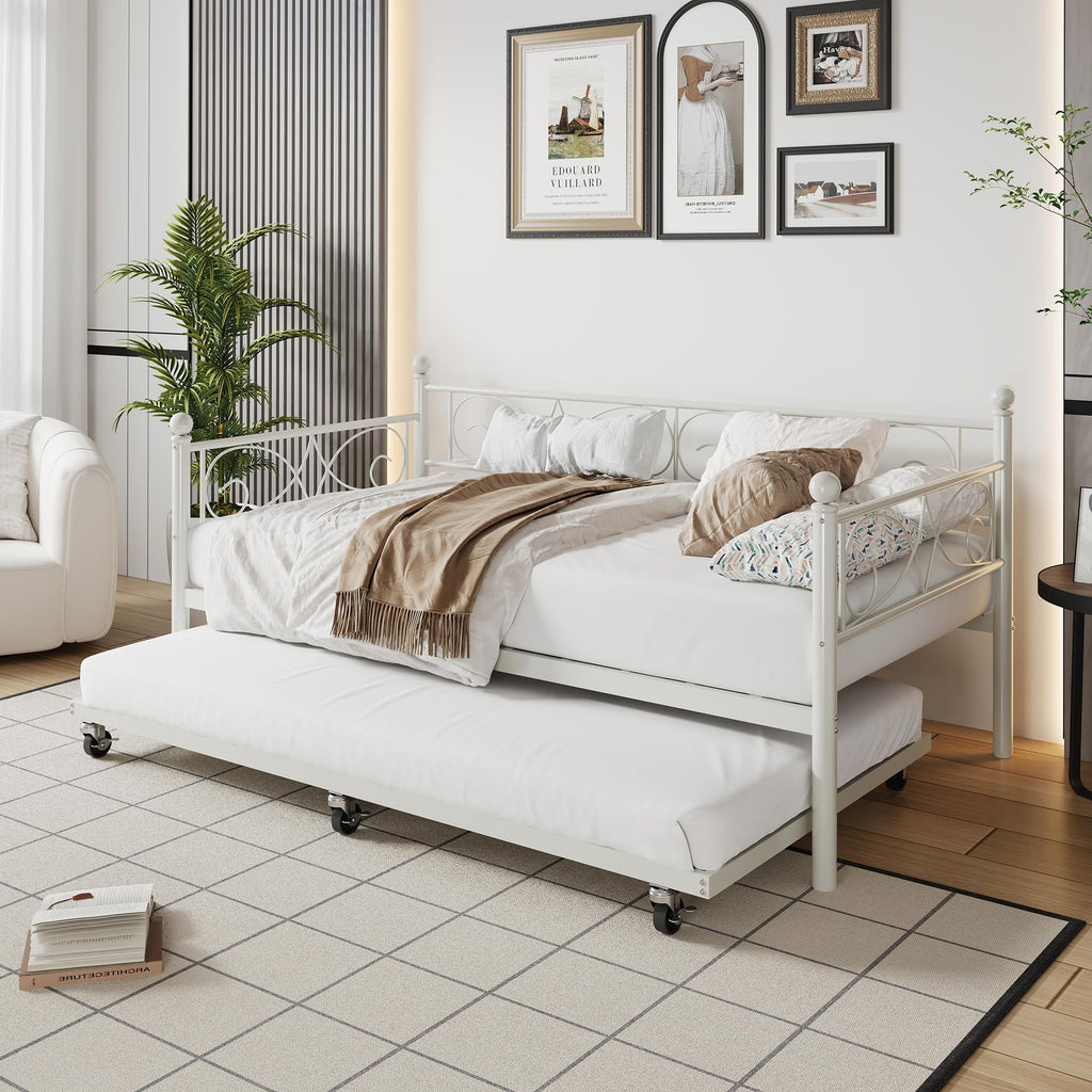 White Twin Daybed with Trundle H8049