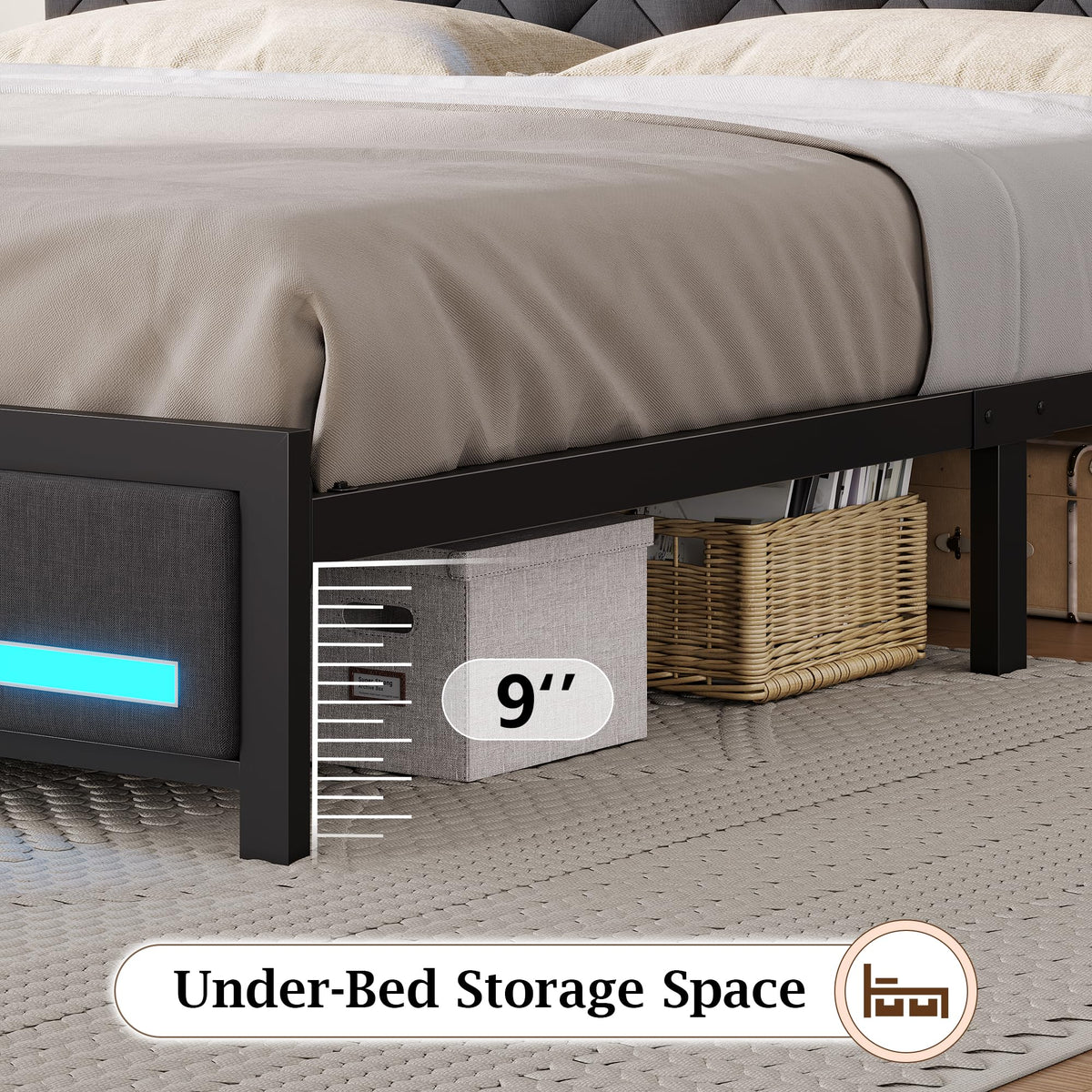 King Size Bed Frame with Storage Bookcase Headboard L20457