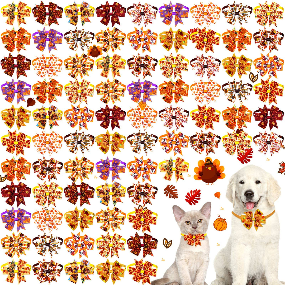 80 Pcs Fall Bow Ties for Dogs&Cats N55879