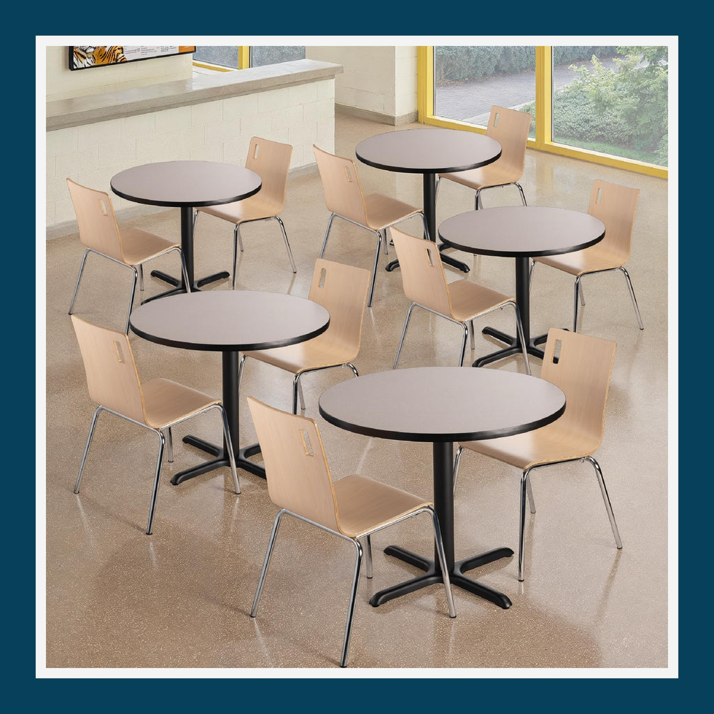 Round 36 in Diameter 30 in Dining Height Black Frame Gray Laminate Cafe Table S88825