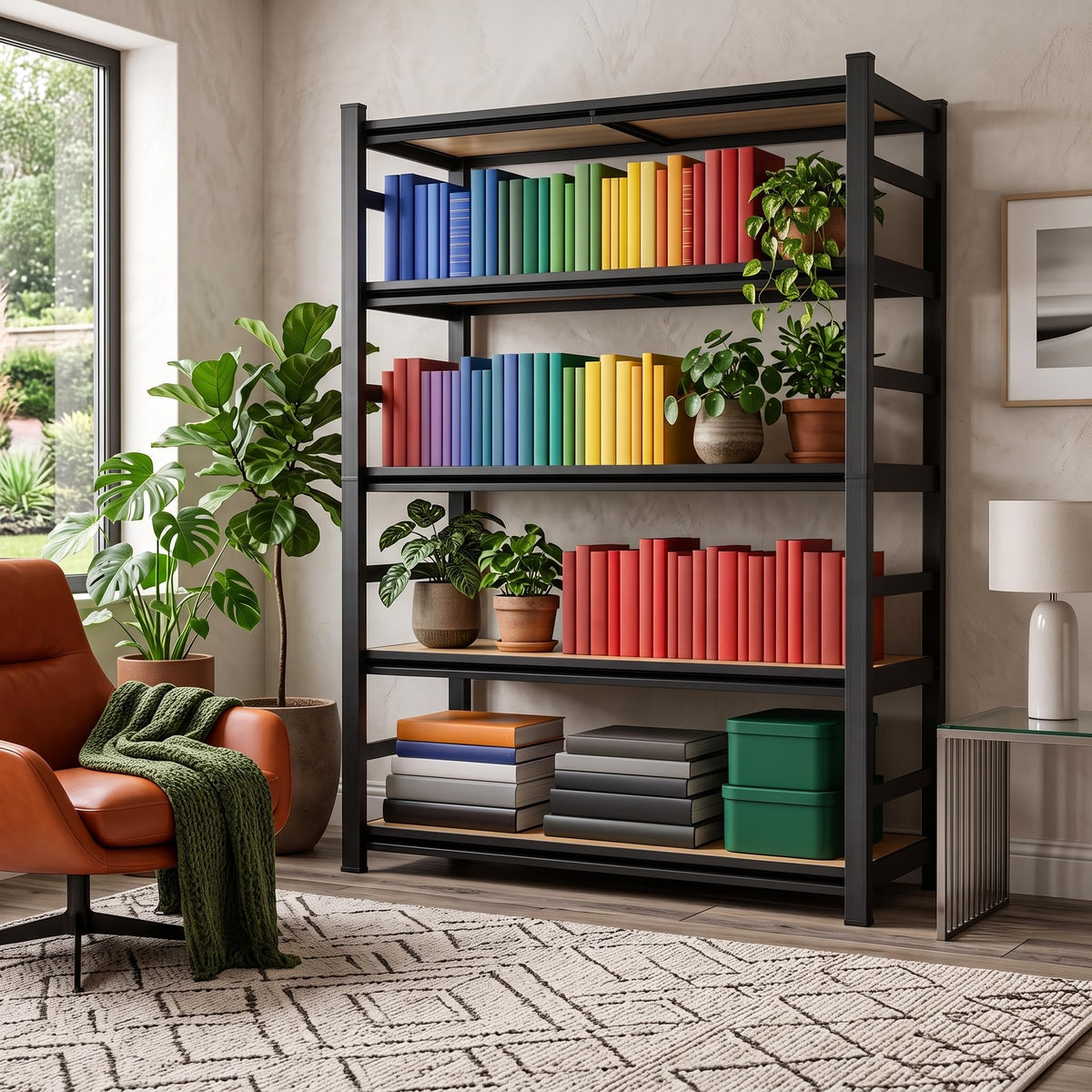 5 Tier Adjustable Wooden Bookshelf H70911