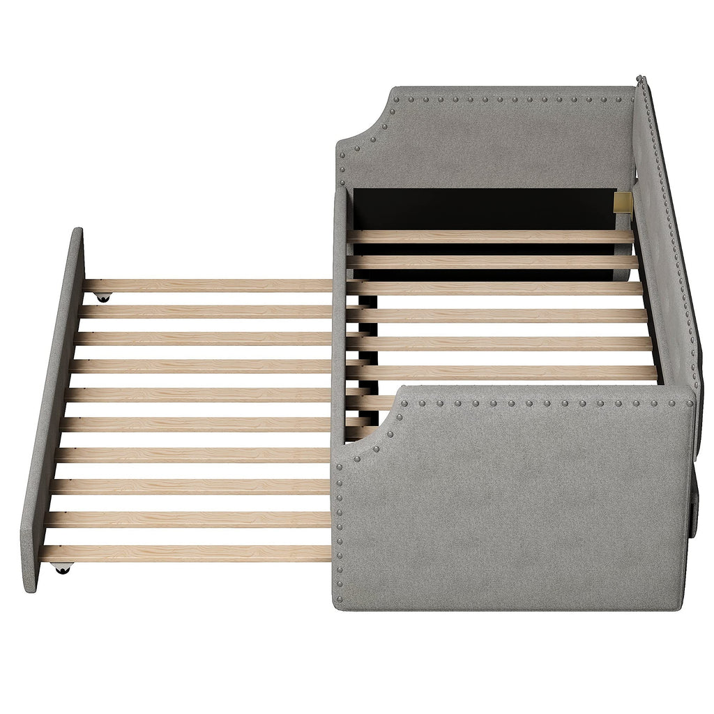 Twin Tufted Upholstered Daybed with Trundle S791