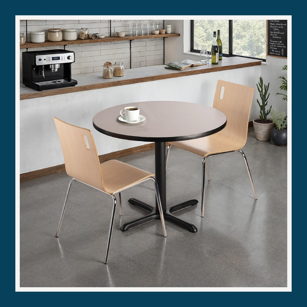 Round 36 in Diameter 30 in Dining Height Black Frame Gray Laminate Cafe Table S88825