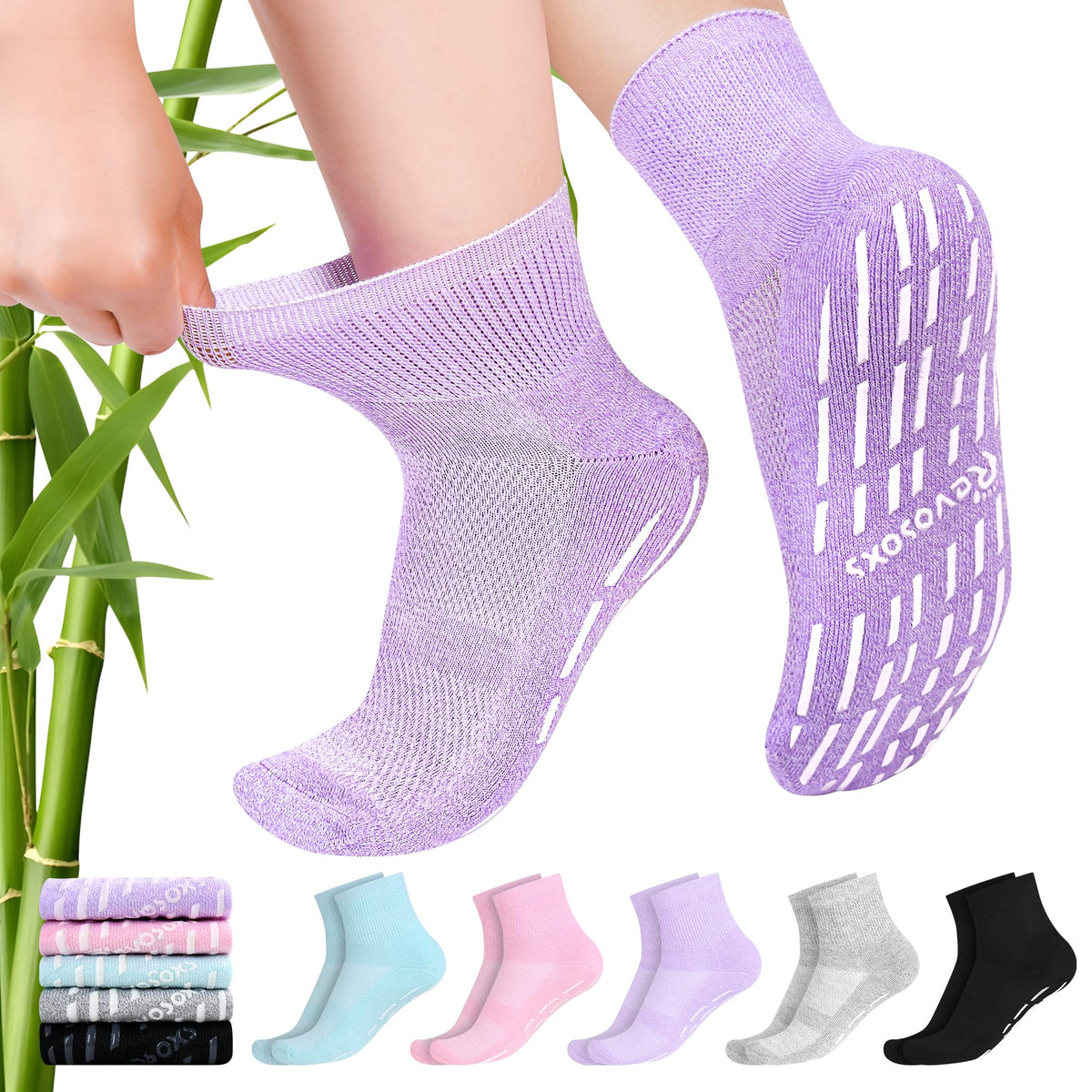 Non Slip Seamless Diabetic Ankle Socks 5 Pairs K7702