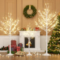 Lighted Birch Tree Set of 3, 464 LEDs Warm White 4 FT 6 FT 8 FT G5180